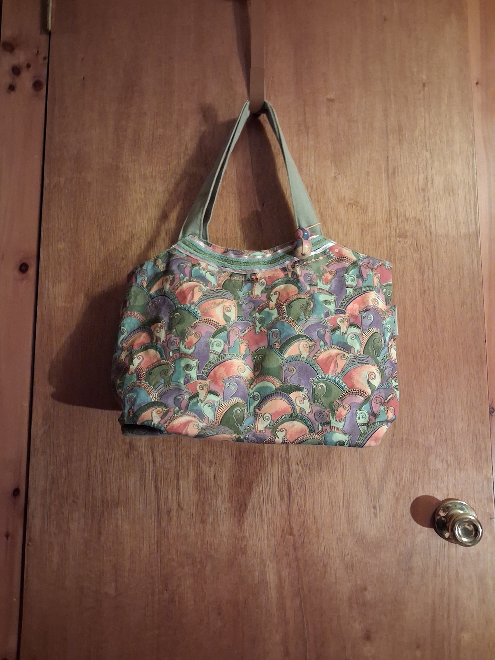 Laurel Burch Green Multi-Color HORSE Pattern Tote